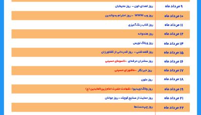 تقویم محتوایی مرداد ماه 1401